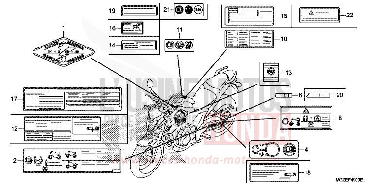 CAUTION LABEL for CB500F ABS GRAPHITE BLACK (NHB01) from 2014